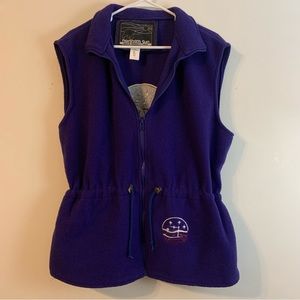 VTG NORTHERN SUN Womens L Fleece Vest Embroidered Moose Purple Canada.